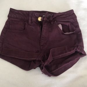 Maroon jean shorts